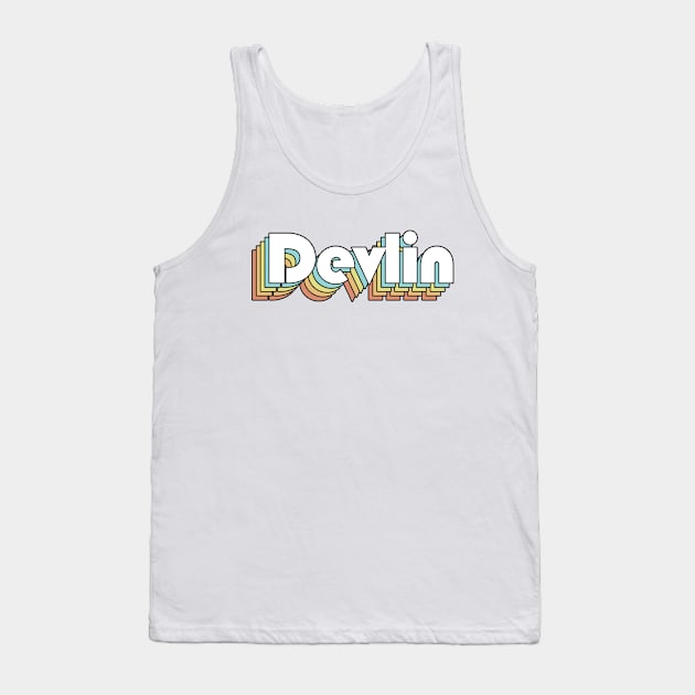 Devlin - Retro Rainbow Typography Faded Style Tank Top by Paxnotods